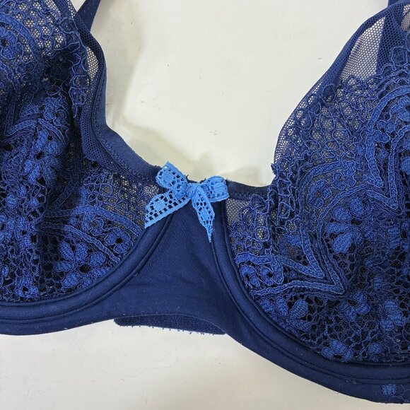 Body by Victoria Unlined Demi Bra Sapphire Floral Lace Size 34DD - Picture 3 of 7